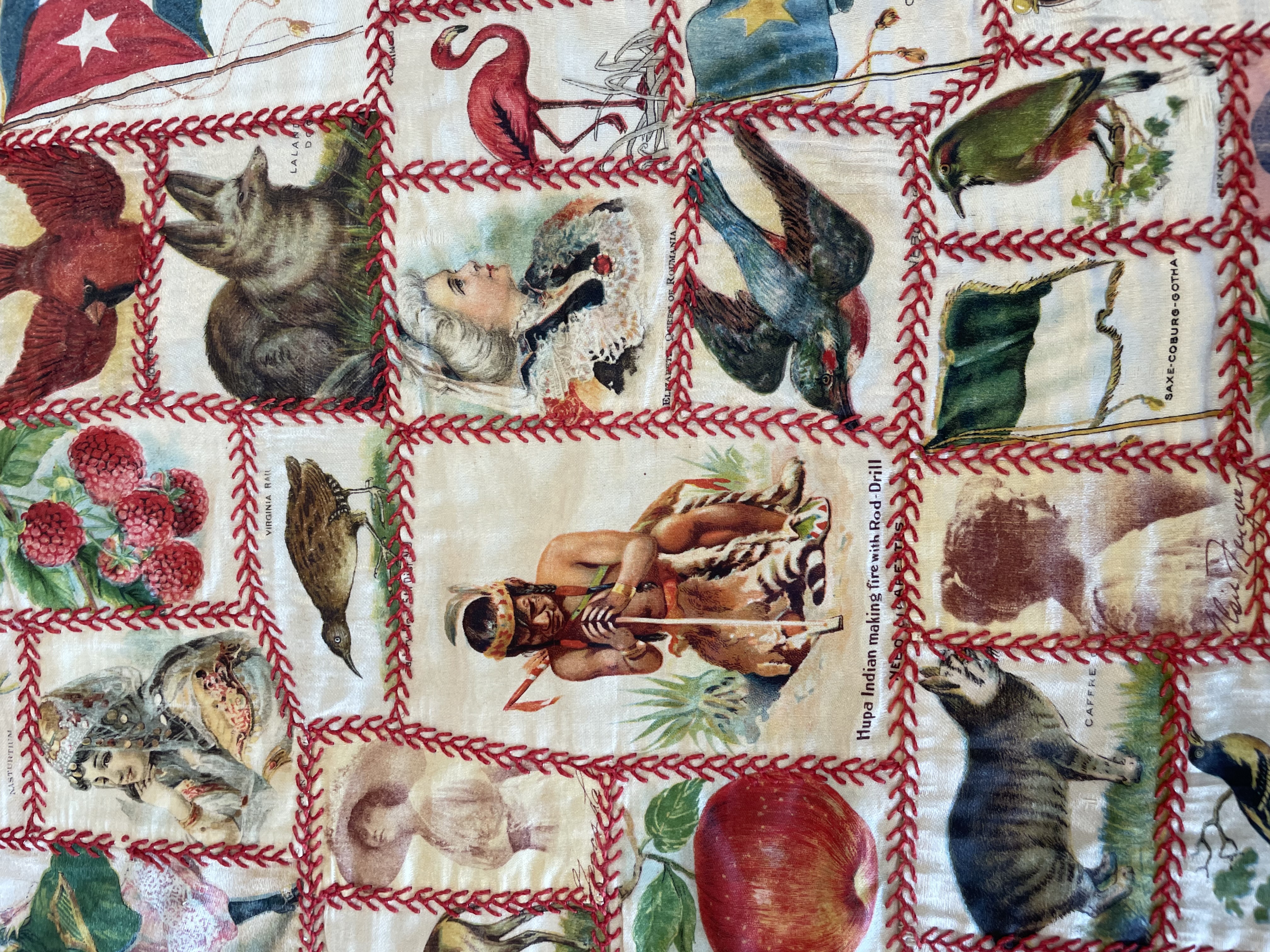 close up of section of quilt featuring "Hupa Indian"