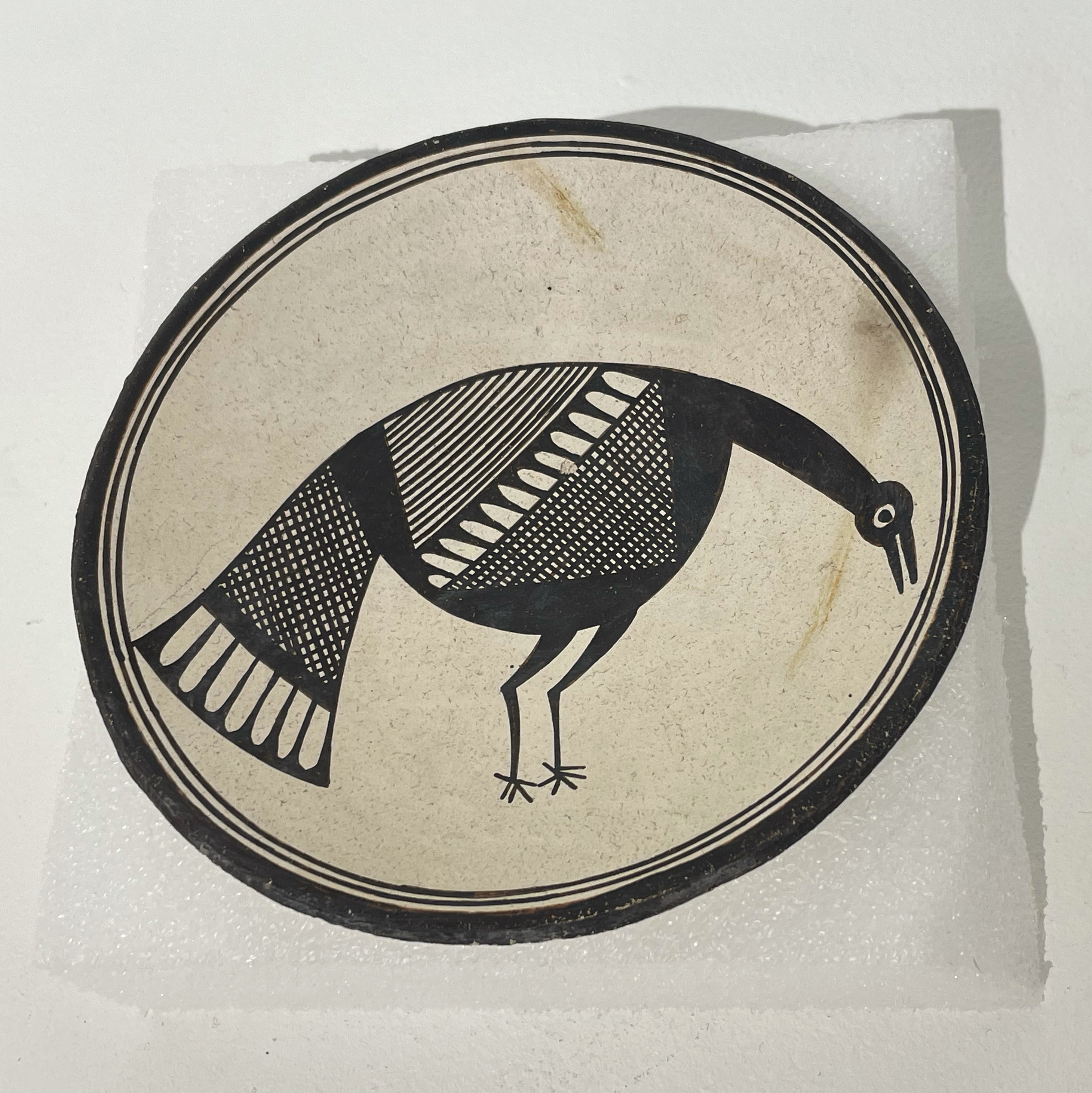 Bowl with black and white bird design by Lucy Lewis